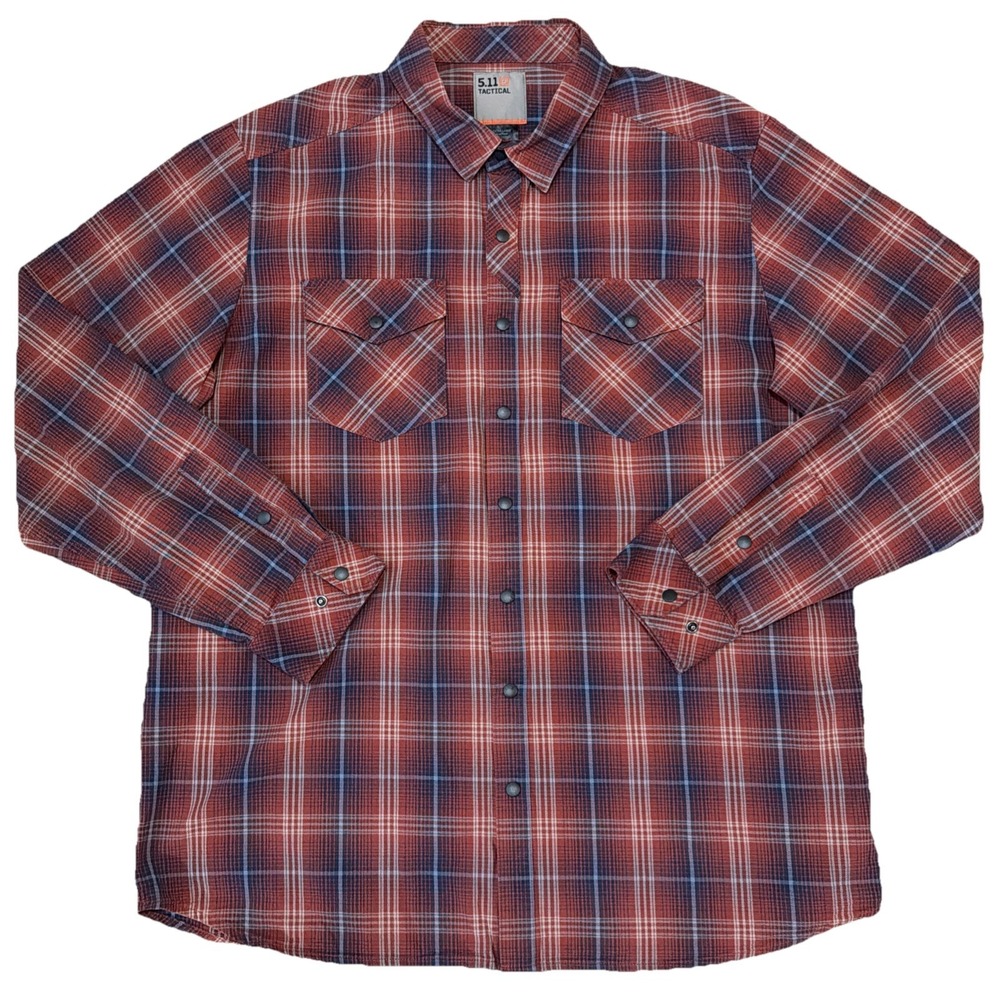 5.11 Tactical Shirt Mens XL Plaid Gunner Snap Rapid Draw Long Sleeve